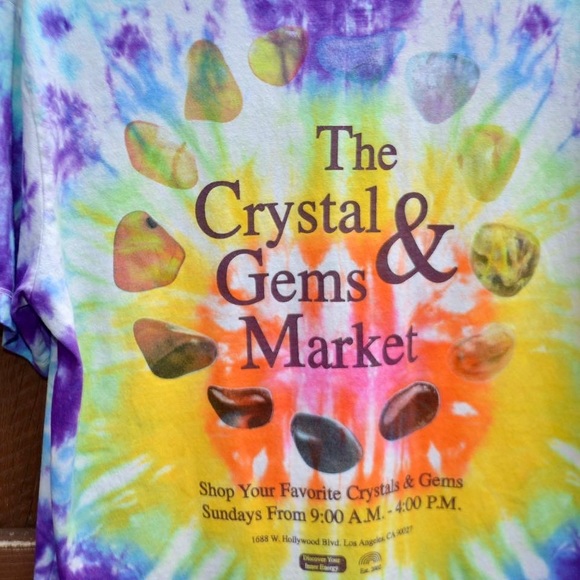 Handmade Tie Dye Crystal & Gems Graphic Tee Size M - Picture 3 of 4